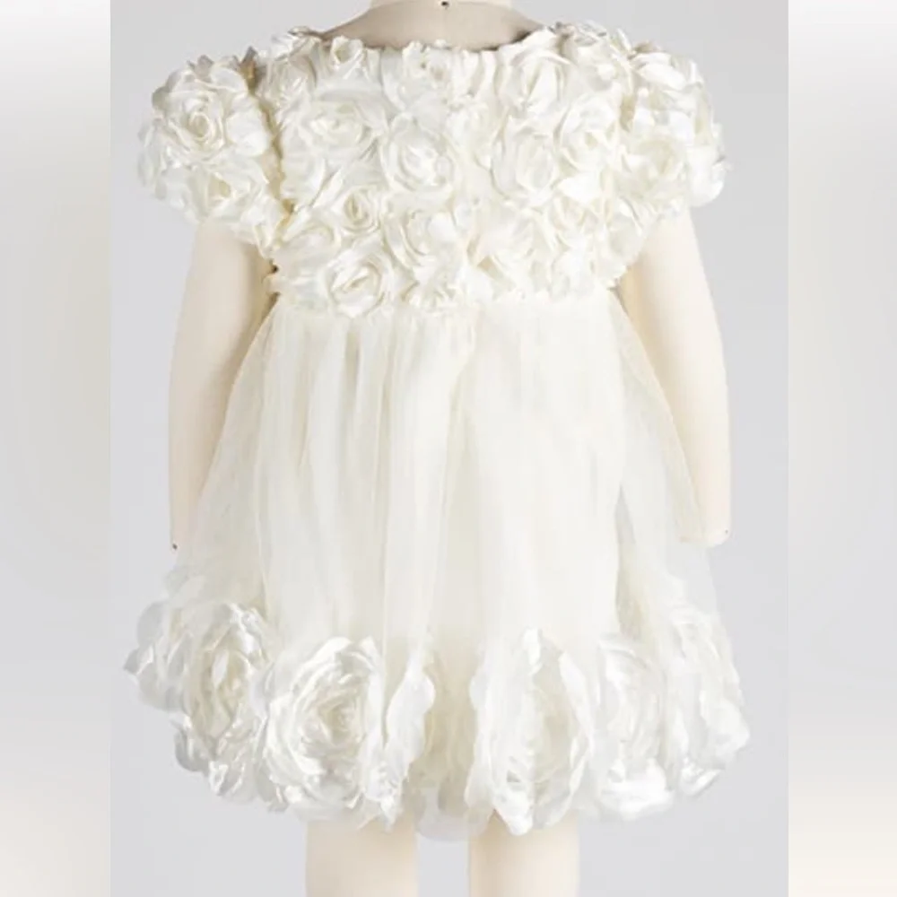NWT Infant 9M‎ Ivory Floral Formal Tulle Bubble Dress Wedding Baptism Whimsical